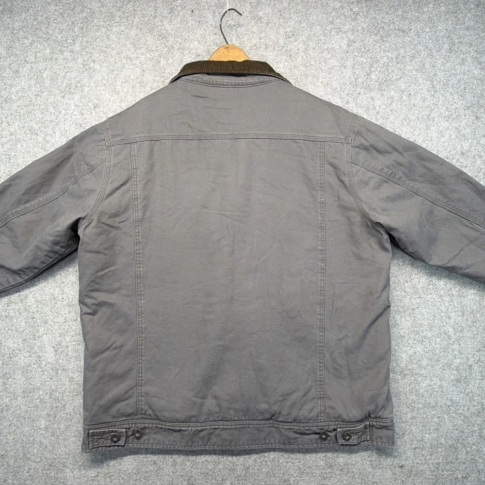 Woolrich Jacket Mens XL Gray Sherpa Lined Cotton Coat Corduroy Collar